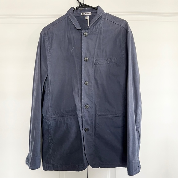 Mens Topcoat Size Medium Navy Blue Express - Picture 1 of 4